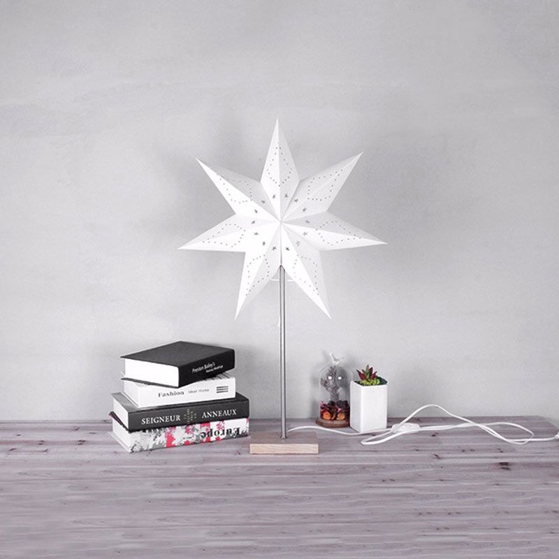Led Desk Lamp Table Paper Star Wood Lamp Nordic Design Of