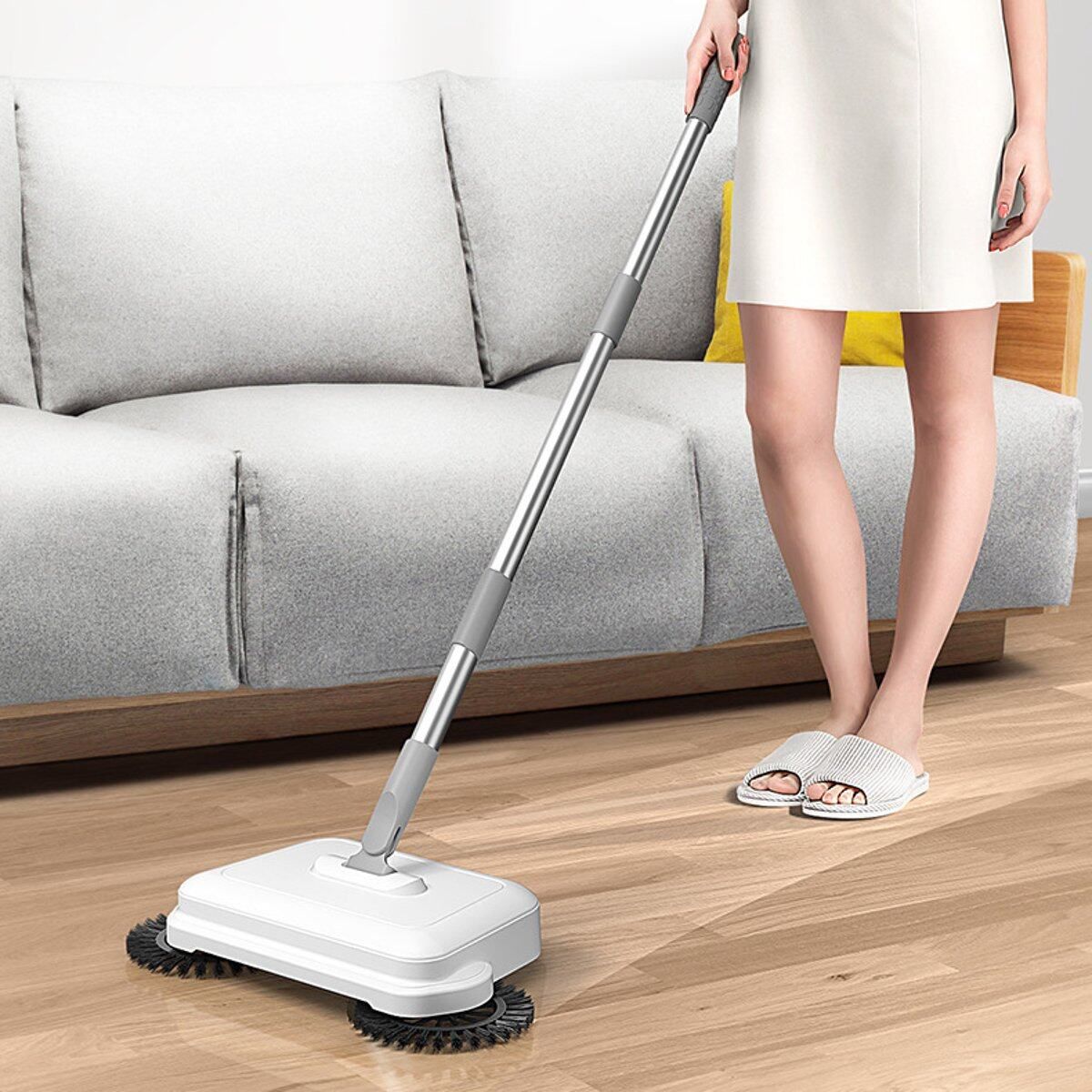2-in-1 Multifunctional Hand Push Sweeper Floor Cleaning Tool Sweeping Mopping Magic Manual Spin Brushes Broom With Cloth