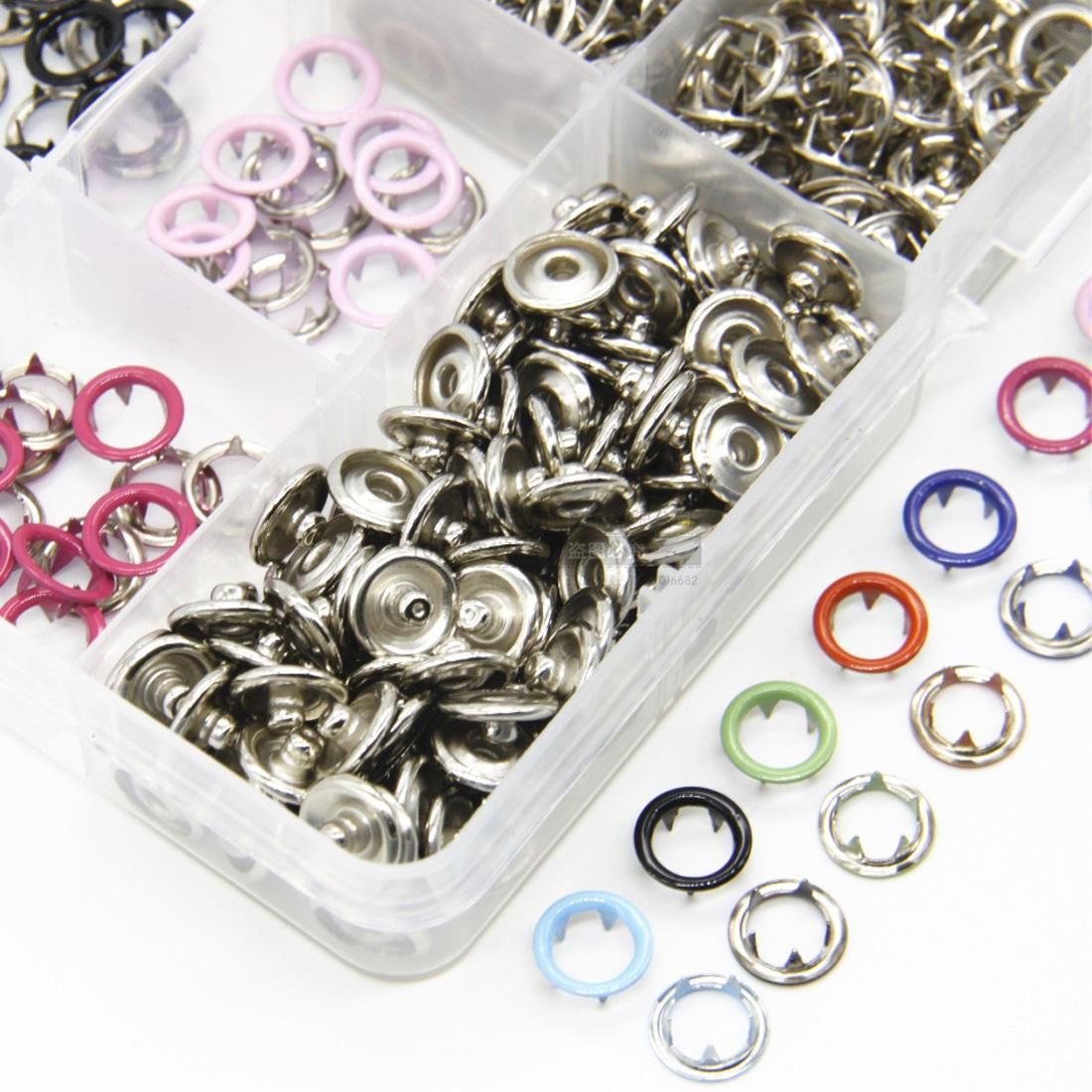 200 Sets Metal Snaps Buttons(9.5mm) with Pliers Press Tool Kit 10 Colors