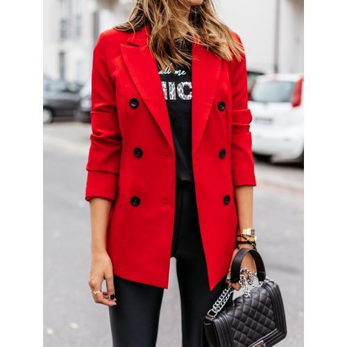 Women Solid Blazers Casual Business Suit Outwear
