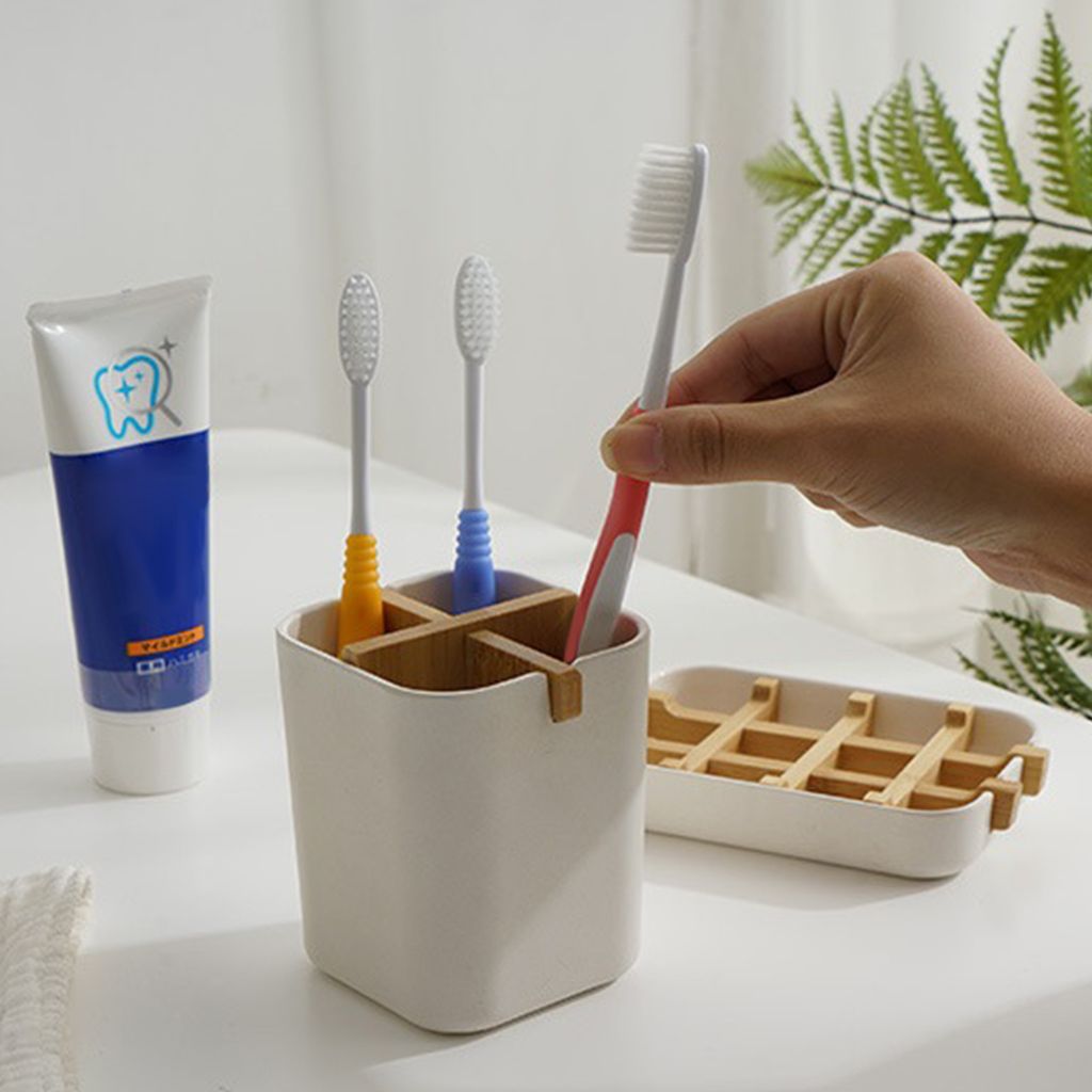 Compartments Toothbrush Holder  Organizer Holder Spatula White
