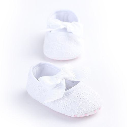 Infant Baby Girls Princess Bow Soft Skidproof Shoes -White