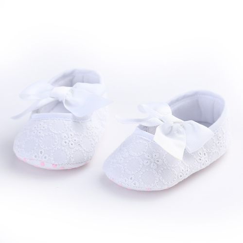 Infant Baby Girls Princess Bow Soft Skidproof Shoes -White