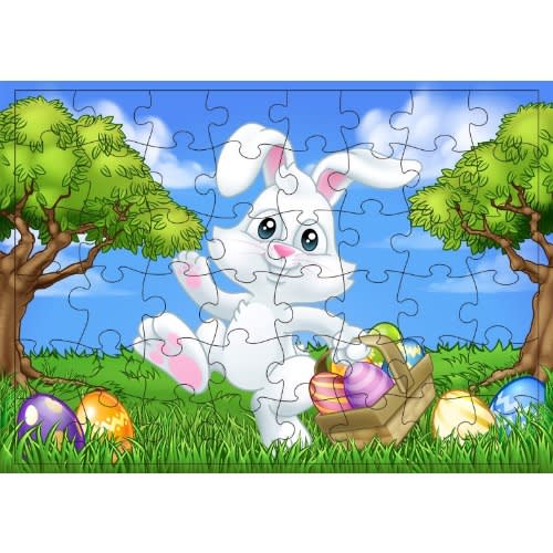 Bunny And Eggs Jigsaw Colorful Puzzle - Easter Gift - 48 Pcs