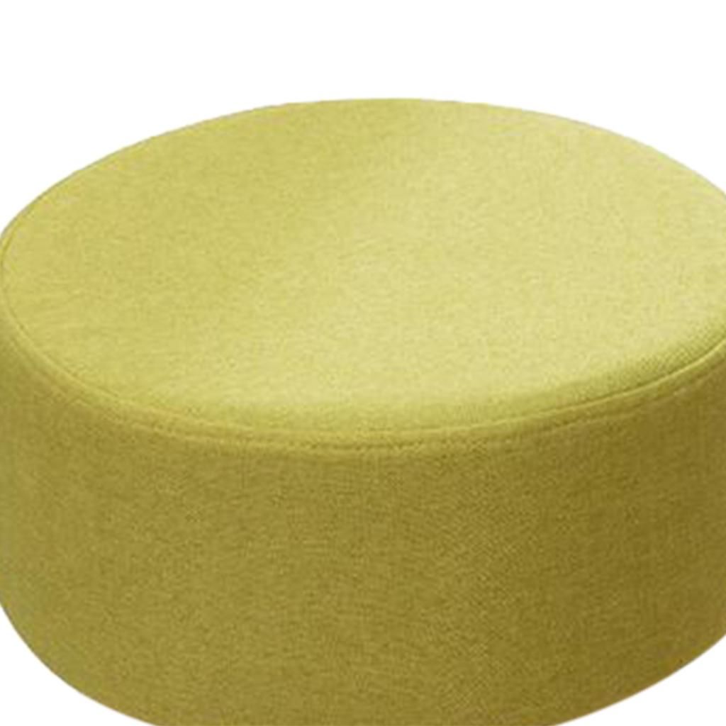Round Footstool Made Of Cotton Fabric Cover Wooden Stool Green 28x13cm