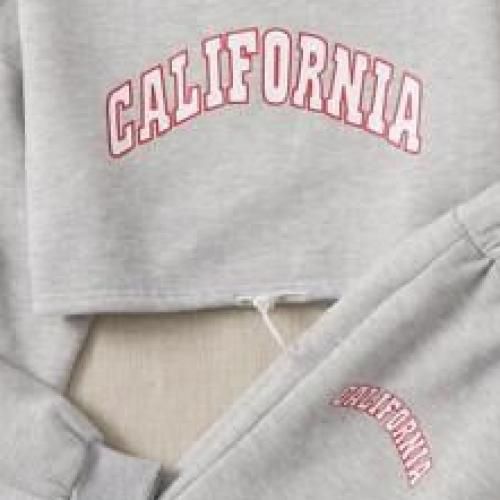 Grey Crop Sweatshirt  And Joggers