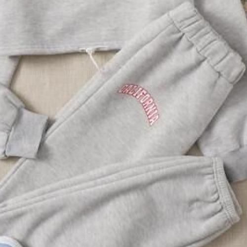 Grey Crop Sweatshirt  And Joggers
