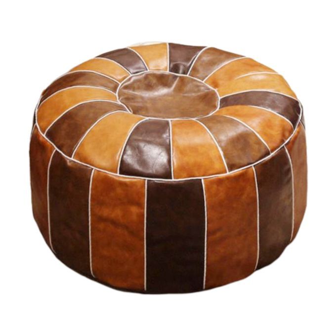 Moroccan Pouf Cover Storage Ottoman Cushion Foot Multi Color Brown
