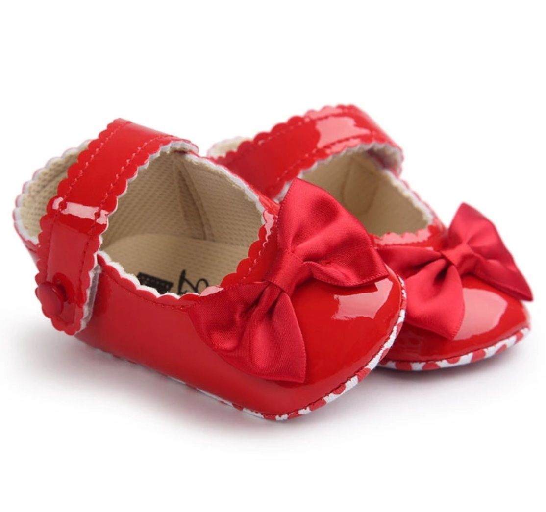 Newborn Baby Girls Bowknot Shoes - Red