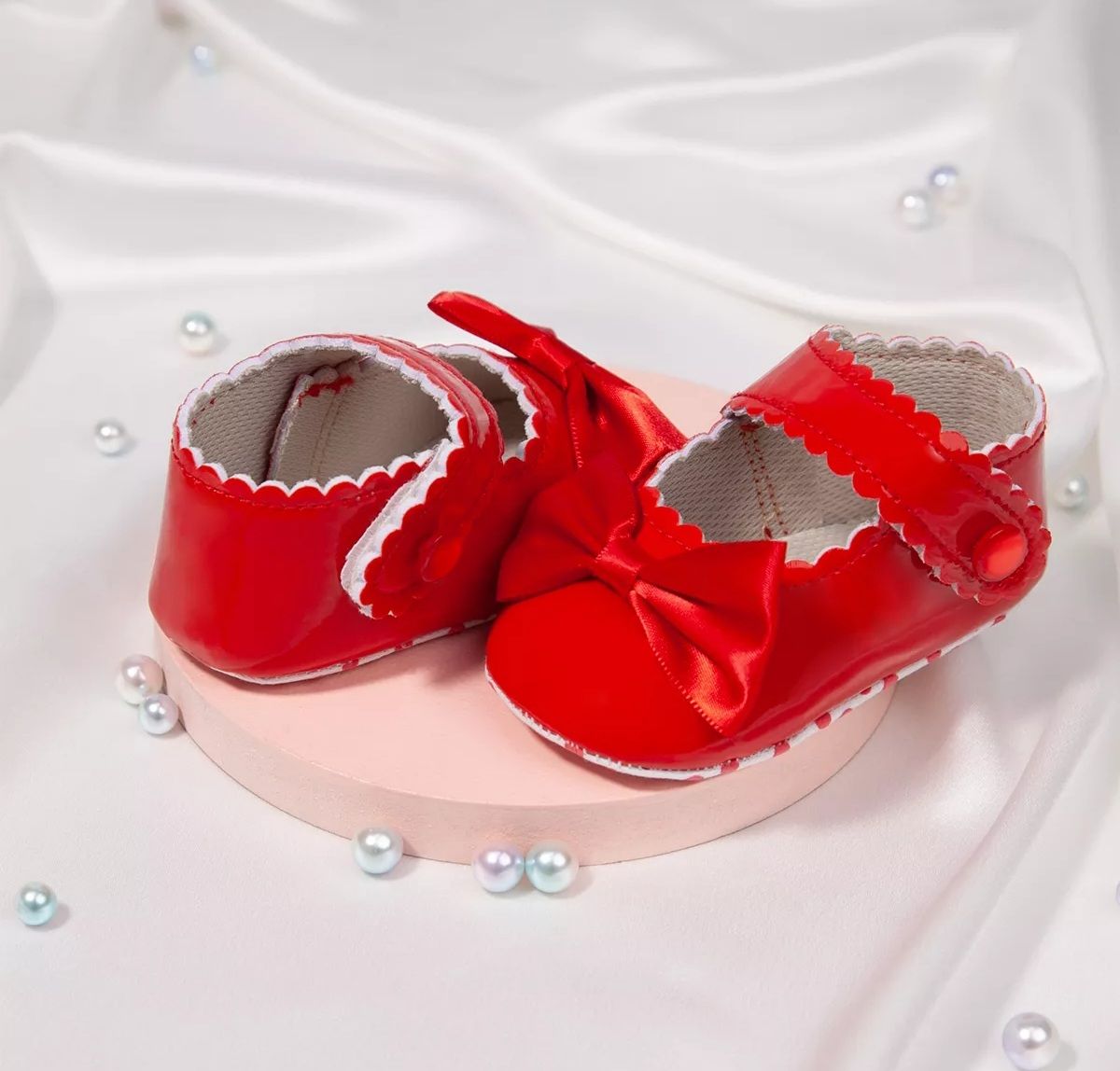 Newborn Baby Girls Bowknot Shoes - Red