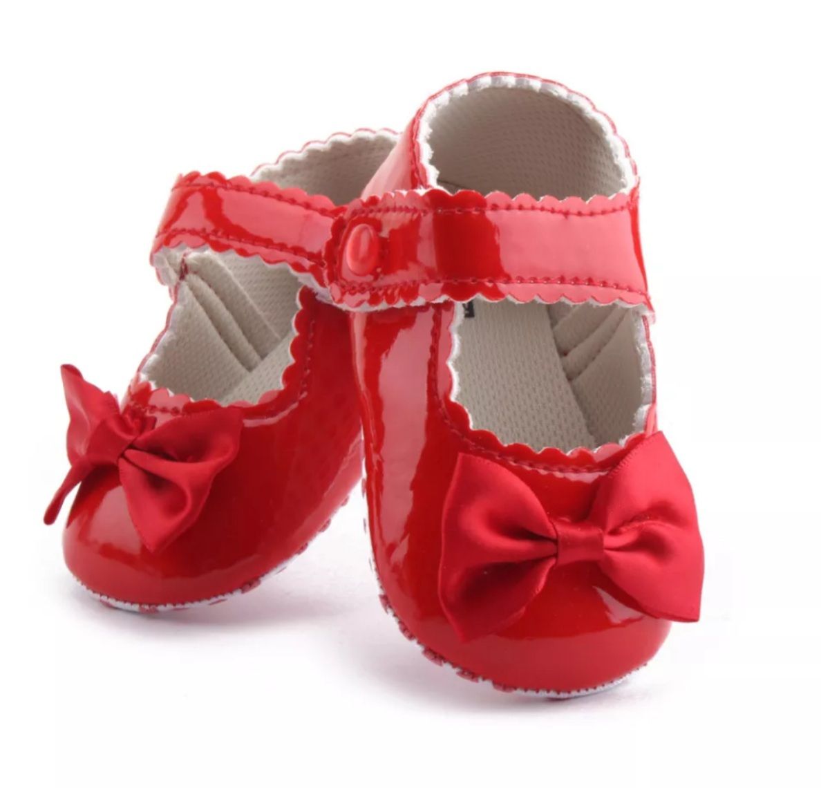 Newborn Baby Girls Bowknot Shoes - Red