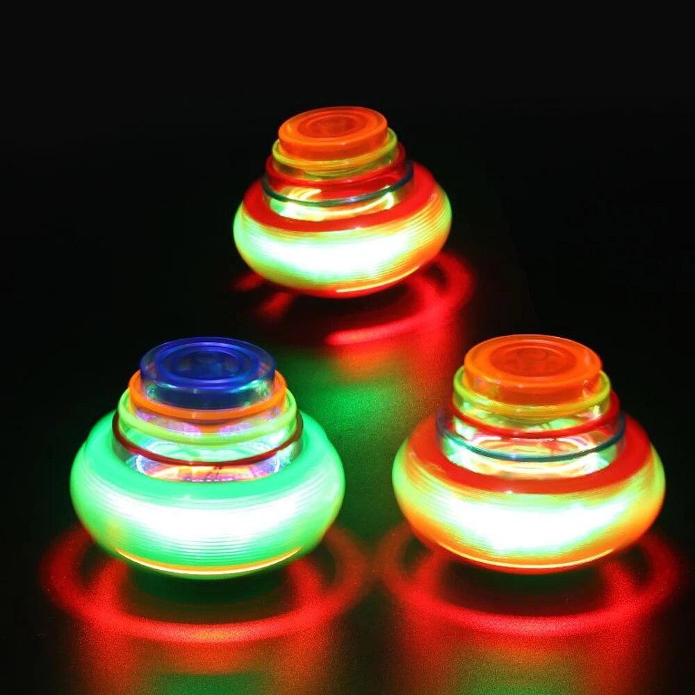 Novelty LED Light Music Gyro Creative Cartoon Colorful Spinning Launch Gyro Toys Kids Puzzle Decompression Toy Party Game Gifts