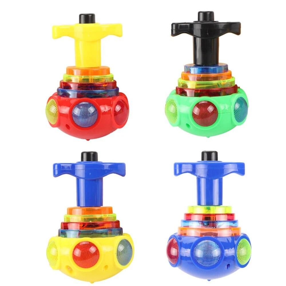 Novelty LED Light Music Gyro Creative Cartoon Colorful Spinning Launch Gyro Toys Kids Puzzle Decompression Toy Party Game Gifts