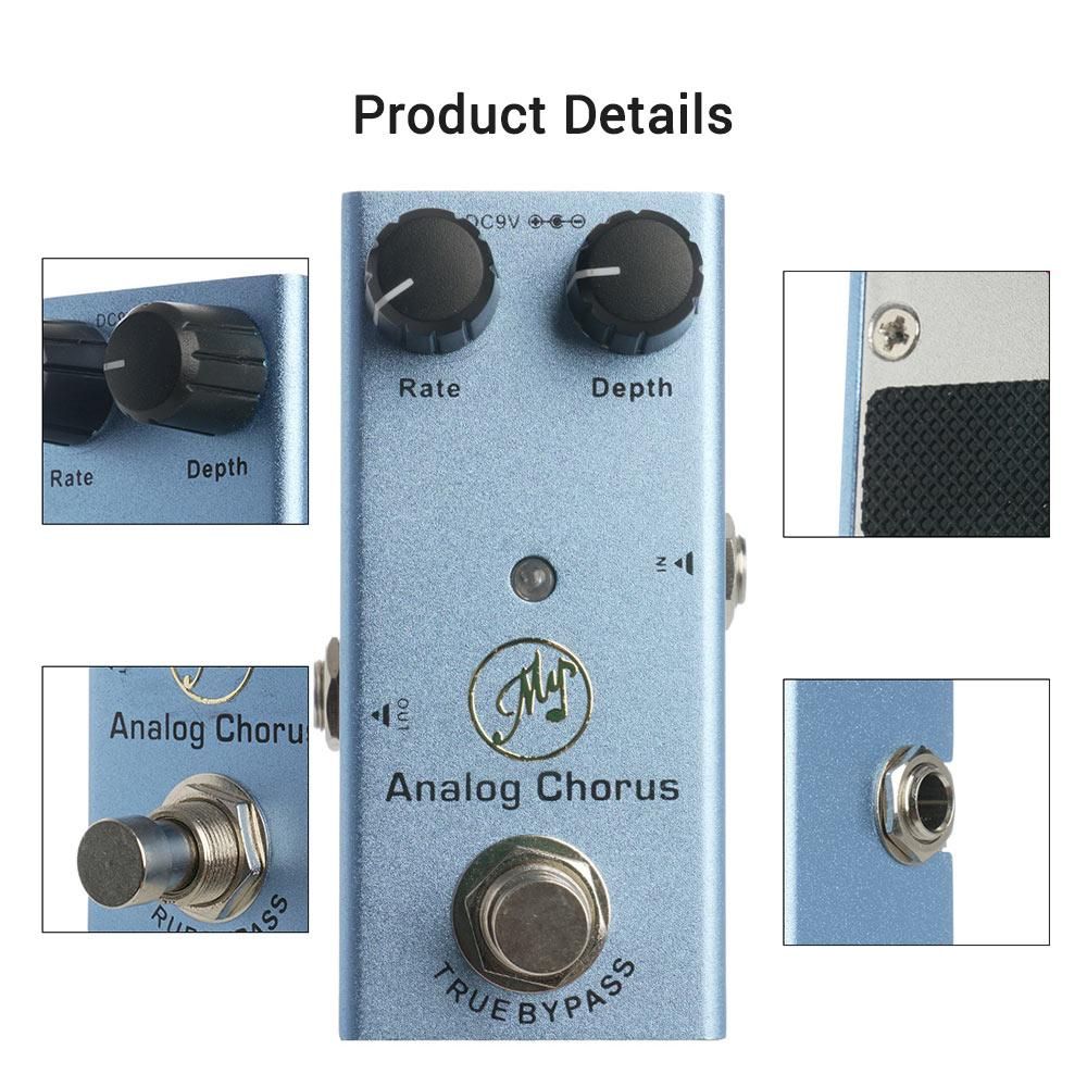 Analog Chorus Guitar Effect Pedal with Depth and Rate Knobs Mini Single Pedal for Electric Guitars to Create Fresh and Extensive Chorus Effects DC 9V Dark Blue