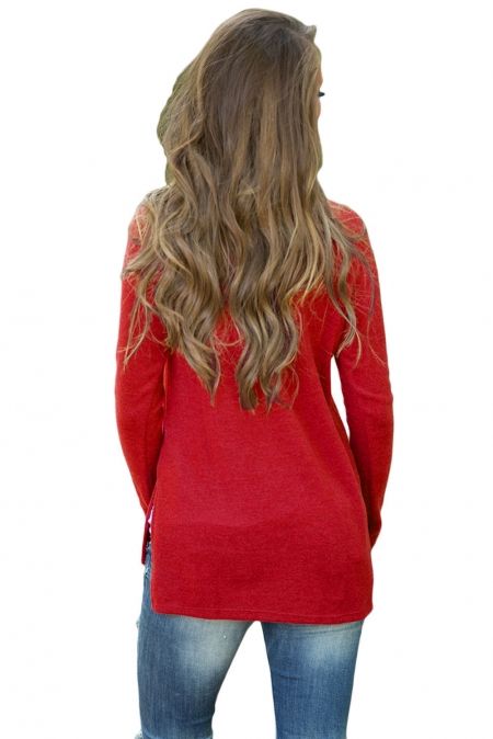 Mfed Dark Red Cowboy Fashion Button Detail Sweatshirt