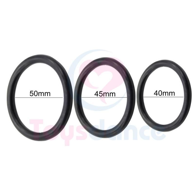 Advanced Silicone Penis Ring Premature Ejaculation Delay Aid Sex Toy (3Pcs) - Black