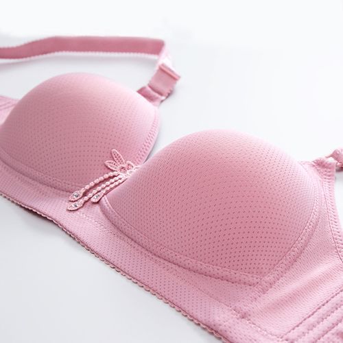 1 Pcs Plus Size No Steel Ring Knit Ladies Bra Embroidery Thin Cup Gather