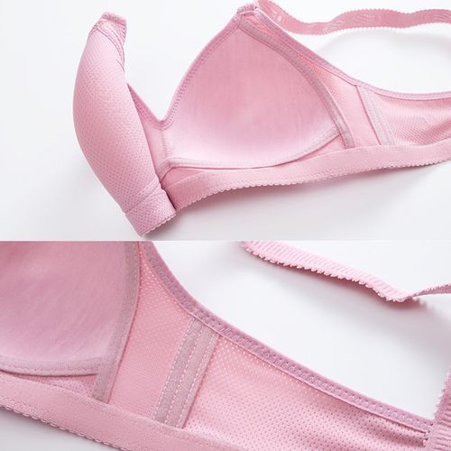 1 Pcs Plus Size No Steel Ring Knit Ladies Bra Embroidery Thin Cup Gather