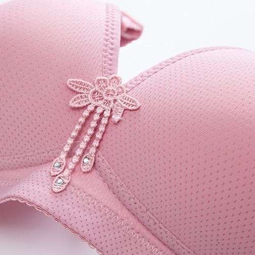 1 Pcs Plus Size No Steel Ring Knit Ladies Bra Embroidery Thin Cup Gather