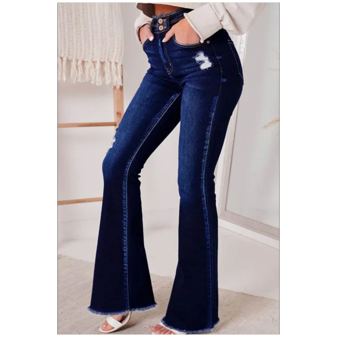 Mfed. Dark Blue High Rise Flare Jeans