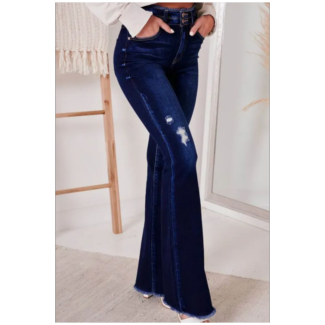 Mfed. Dark Blue High Rise Flare Jeans
