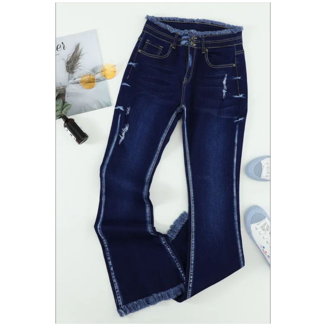 Mfed. Dark Blue High Rise Flare Jeans