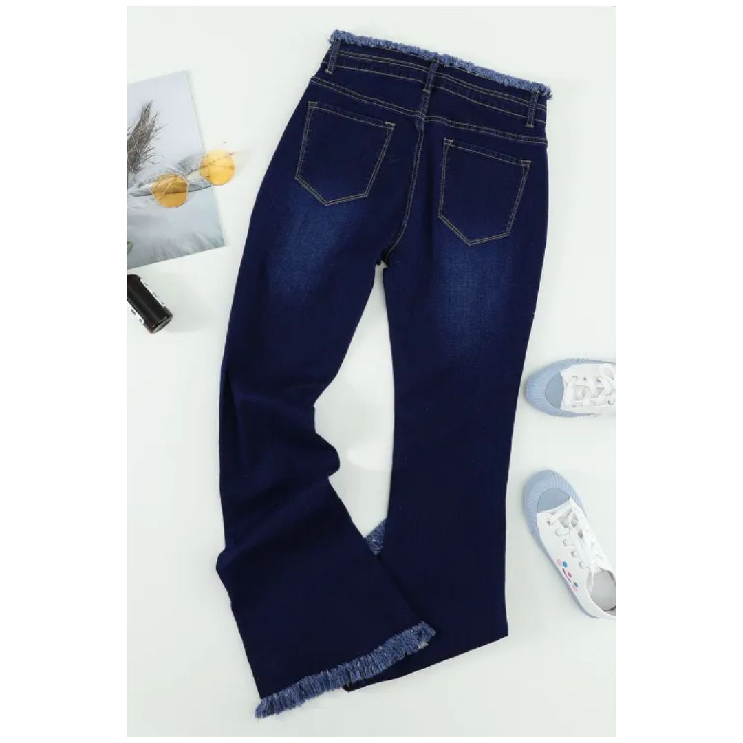 Mfed. Dark Blue High Rise Flare Jeans