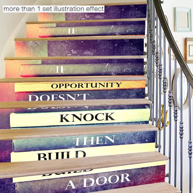 6P S/set  Reative Self-Adhesive Sti Ker 3D Stair/Wall Sti Ker Home De Or Fs010-Multicolor