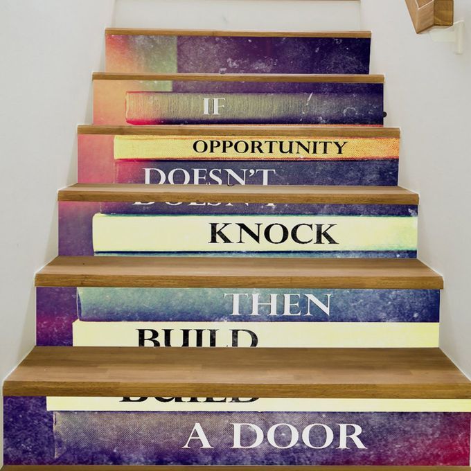 6P S/set  Reative Self-Adhesive Sti Ker 3D Stair/Wall Sti Ker Home De Or Fs010-Multicolor