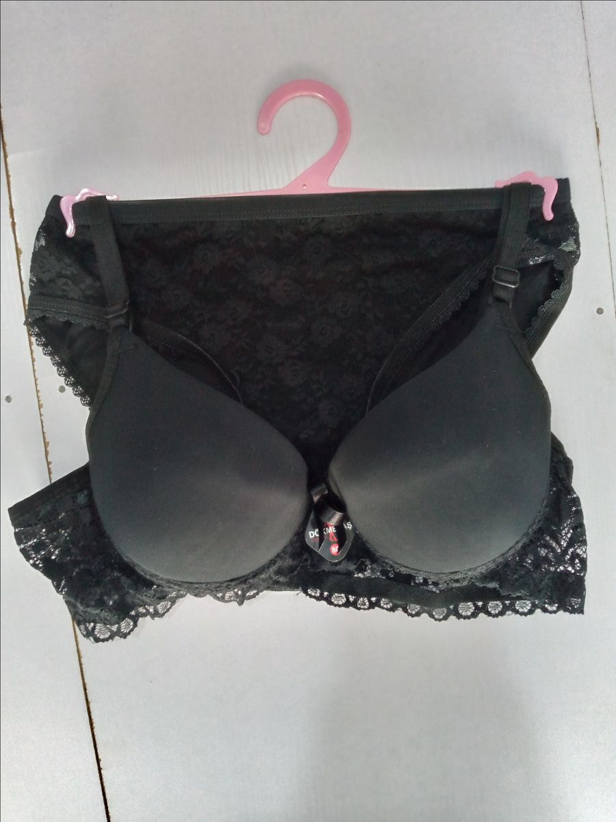 Ladies Bra + Pant - Turkish Woman Underwear Bra 90/85 +Pant (M-L) -Black