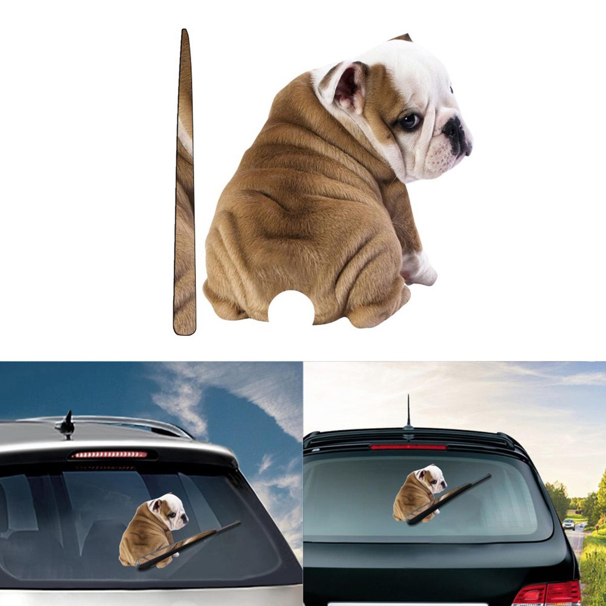 Cute Car Sticker Cartoon Dog Sticker Window Wiper Sticker and Decal For Car Styling Rear Windshield Decoration