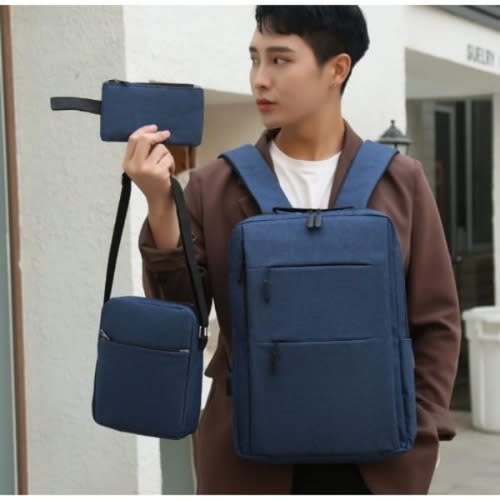 USB Charging Backpack 15inches - 3 Pieces - Blue