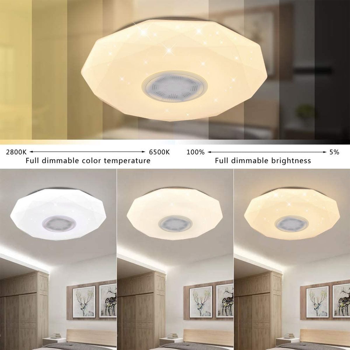 AC186-265V 36W LEDs Starlight Dimmable Music Ceiling Lamp