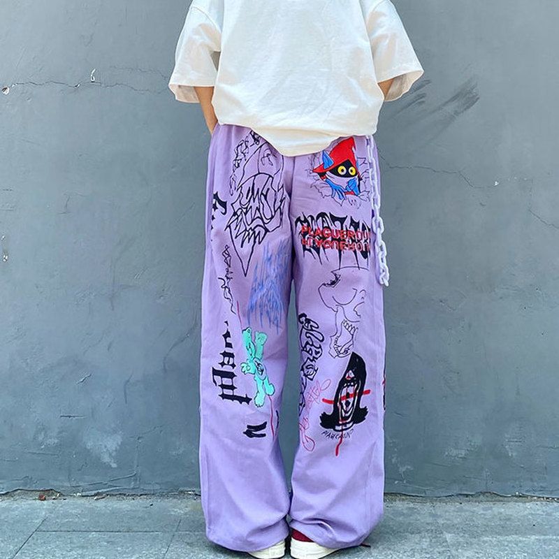 White Anime Y2k Aesthetic Baggy Jeans Women Fairy Grunge Harajuku Explosive