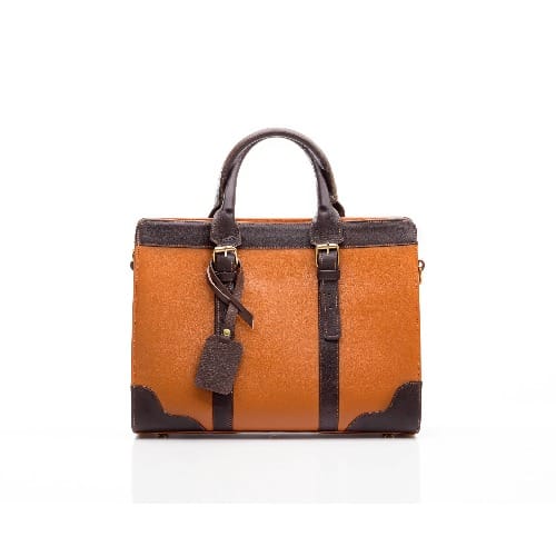 Detail Africa Handcrafted Stripe Zusi Briefcase - Tan With Brown