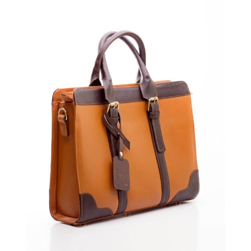 Detail Africa Handcrafted Stripe Zusi Briefcase - Tan With Brown