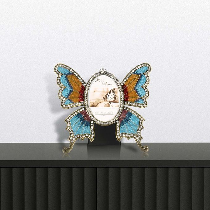 Rhinestone Decorated Ellipse Scalewing Design Vintage Metal-M