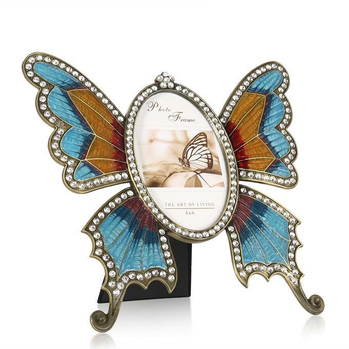 Rhinestone Decorated Ellipse Scalewing Design Vintage Metal-M