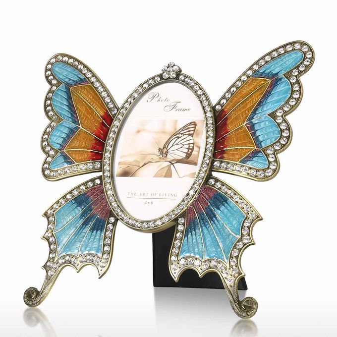 Rhinestone Decorated Ellipse Scalewing Design Vintage Metal-M