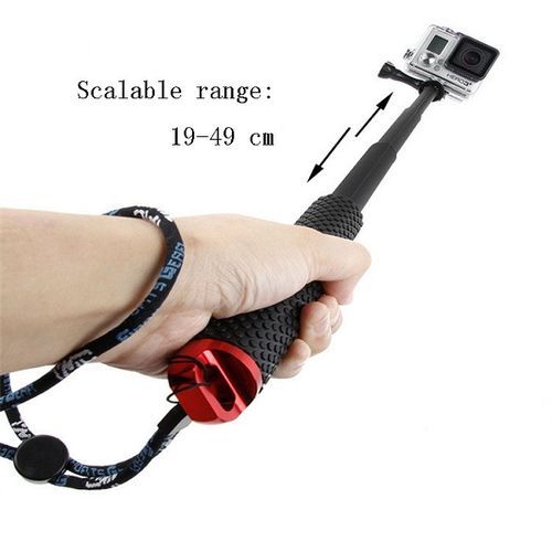 Self-timer Bracket Aluminum Alloy Telescopic Rod Motion Camera Red