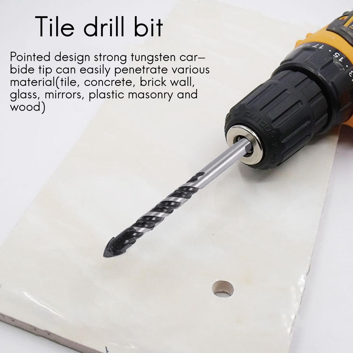 Tungsten Carbide Drill Bit Set for Porcelain Ceramic Tile Concrete Brick Wall Glass  Plastic Masonry and Wood 3 4 5 6 8 10 12mm