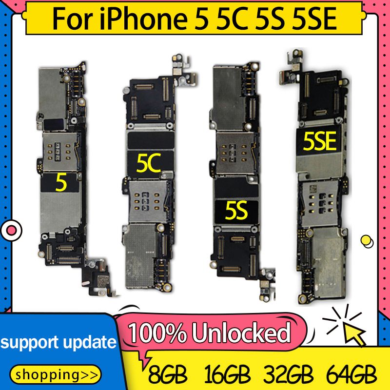 Unlocked For Iphone 5 5c 5s 5se Se Motherboard Good Working Camera Strap