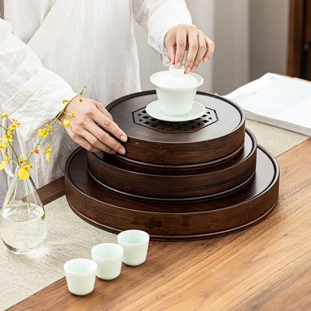 Chinese Tea Tray Bamboo Tea Tray Tea Board Large Capacity Water Storage Kung-Fu Tea Set Traditional Pu'Er Tea Tool S