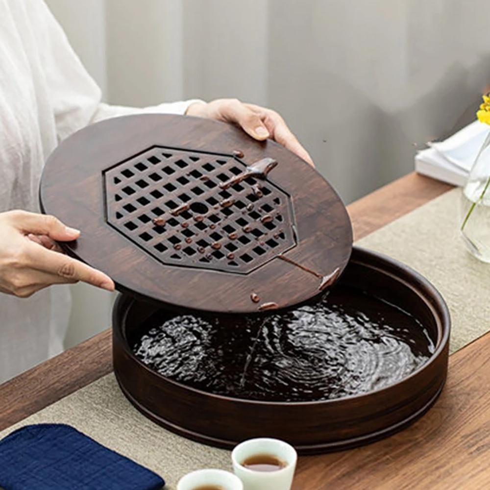 Chinese Tea Tray Bamboo Tea Tray Tea Board Large Capacity Water Storage Kung-Fu Tea Set Traditional Pu'Er Tea Tool S