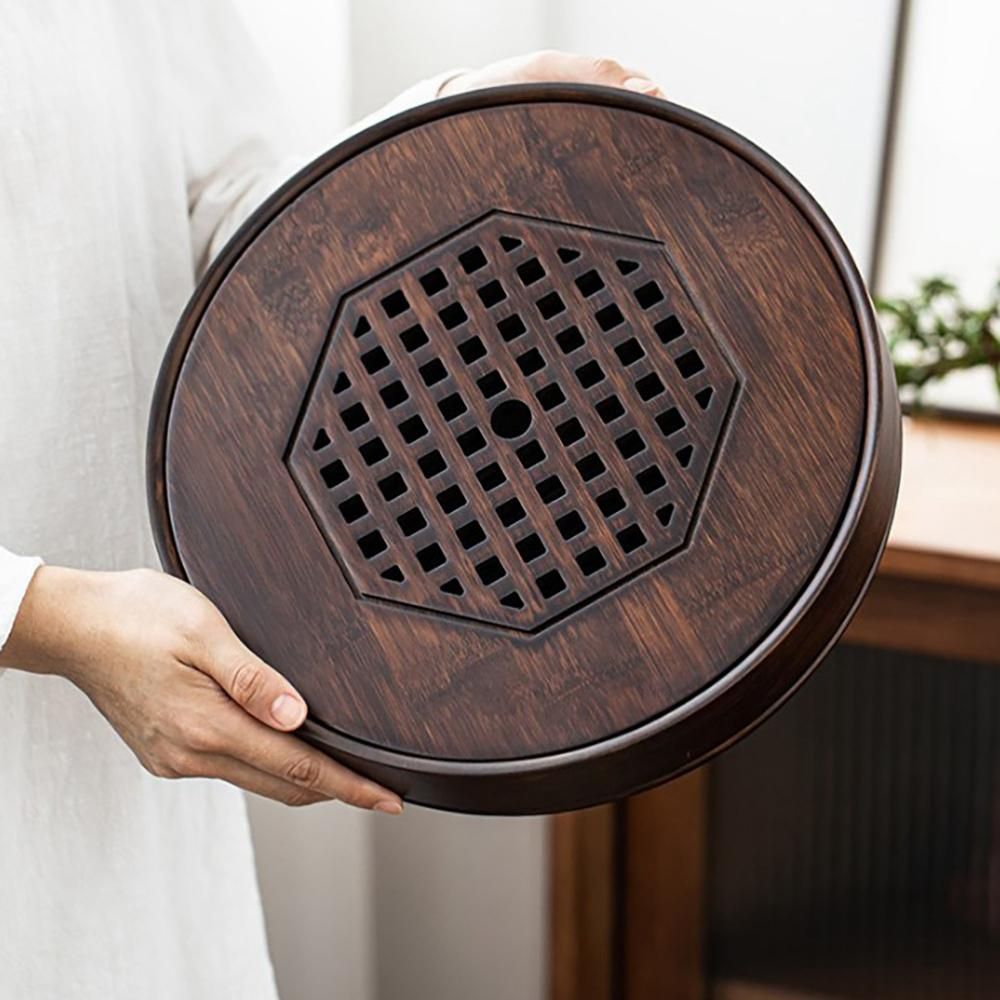Chinese Tea Tray Bamboo Tea Tray Tea Board Large Capacity Water Storage Kung-Fu Tea Set Traditional Pu'Er Tea Tool S