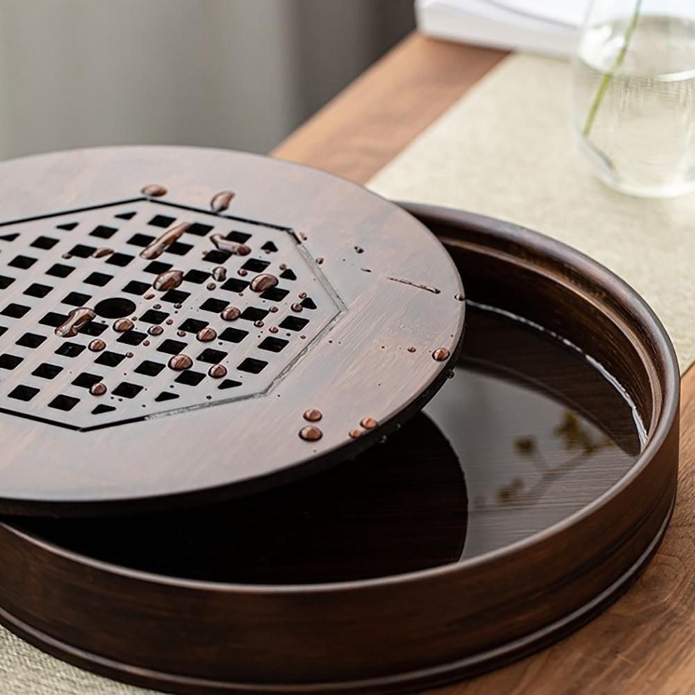 Chinese Tea Tray Bamboo Tea Tray Tea Board Large Capacity Water Storage Kung-Fu Tea Set Traditional Pu'Er Tea Tool S