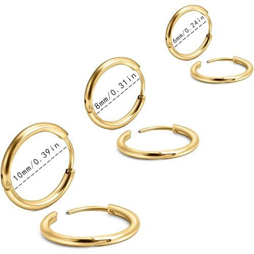 EACHLP Unisex 18K Real Gold Plating Surgical Steel Sleeper