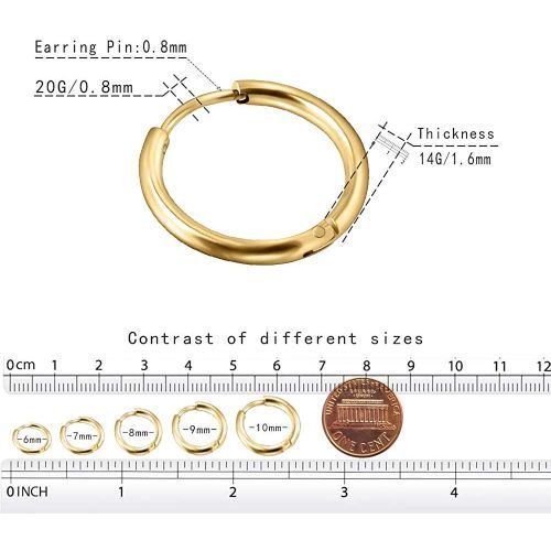 EACHLP Unisex 18K Real Gold Plating Surgical Steel Sleeper