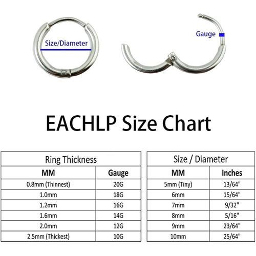 EACHLP Unisex 18K Real Gold Plating Surgical Steel Sleeper