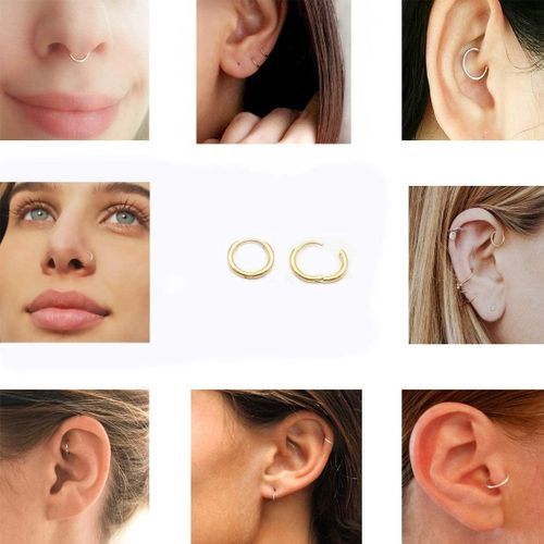 EACHLP Unisex 18K Real Gold Plating Surgical Steel Sleeper